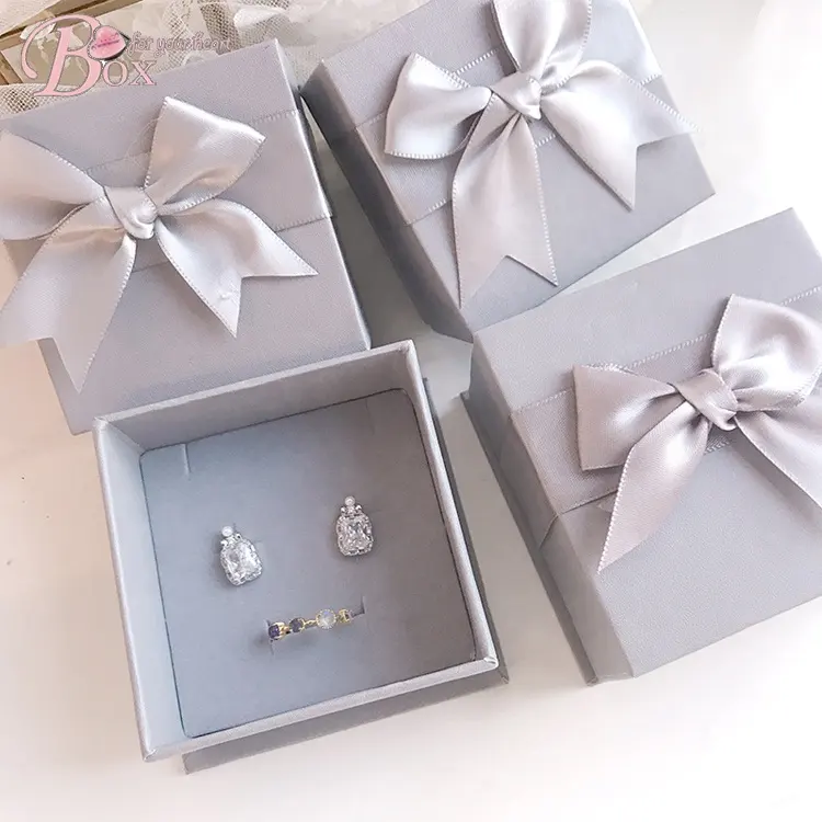 Cajas de joyería con impresión personalizada, con logotipo, collar de lujo, anillo de regalo, caja de joyería