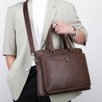 Sac à bandoulière professionnel en cuir PU de haute qualité, étanche, portable, pour ordinateur portable 13 pouces, unisexe, idéal pour le bureau - Vente en gros à prix réduit