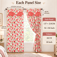 Rideaux de luxe en gros avec cantonnière intégrée, 2 panneaux, à motif floral, pour fenêtre, avec passe-tringle