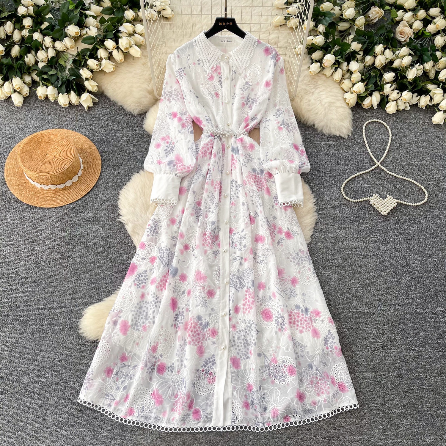 Wholesale Long Sleeve Korean Maxi Dress Elegant & High-Quality Cotton |  Alibaba.com