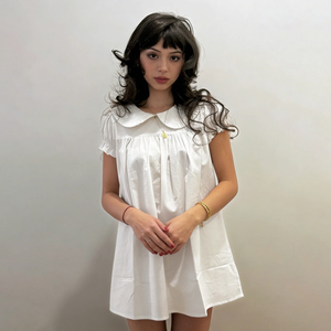 Vestido Mini Tipo Babydoll Dulce y Lindo para Mujer, Ecológico, Lavable, Cintura Natural, Corte Holgado, Casual, Manga Corta, Color Sólido - Product Image 6