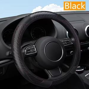Nueva Funda de <span class=keywords><strong>Volante</strong></span> de Cuero de Poliuretano con Fibra de Carbono Universal para Accesorios Interiores de Lujo con Forro Antideslizante - Product Image 1