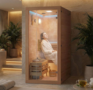 <span class=keywords><strong>Sauna</strong></span> Interior Tradicional Personalizada para 1 Persona, Fabricada con Madera de Hemlock Canadiense Centenario, con Bluetooth - Product Image 2