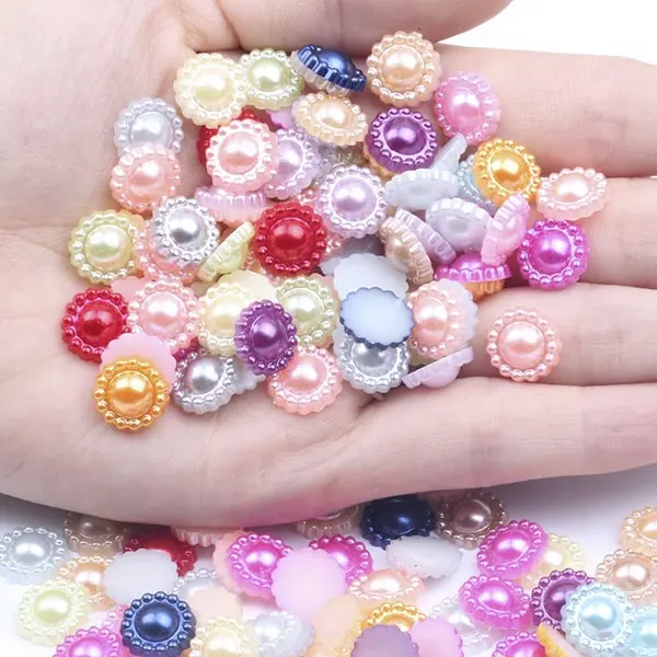Wholesale Sun Flower Shape Imitation ABS Beads Loose Pearls Artificial Pearls ABS Beads For DIY Jewelry Findings Making