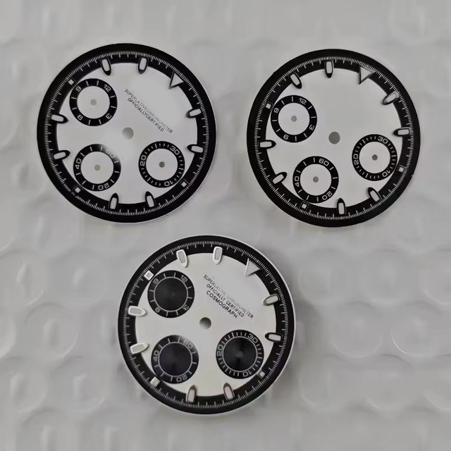 New Stainless 29.5mm D-A-Y-T-O-N-A Black/White Watch Dial with Green Luminous for VK63 Movement
