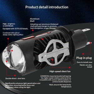 Bestverkochte T18 Through-hole <span class=keywords><strong>H4</strong></span> <span class=keywords><strong>Dual</strong></span>-lens 120W 12V 6000K motorfiets koplamp gemengde driekleurige upgrade LED auto - Product Image 6
