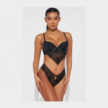 In Stock Hot Selling Stylish Ladies Lace Lingerie Bra In Hot Pink And Black