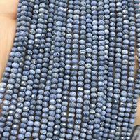 Perles miniatures en pierre naturelle corail bleu 2x3mm facettées, couleur bleu grisâtre, pour la fabrication de bijoux de clavicule, 380mm/brin
