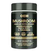 Extrait de champignons Lion's Mane, Reishi, Maitake, Cordyceps, Chaga, Shiitake, capsules végétaliennes nootropiques pour le cerveau, 60 unités