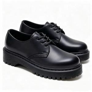 Chaussures en cuir basses à semelle épaisse de créateur, style décontracté, rehaussantes, à bout rond, à lacets, antidérapantes, type bottines courtes, pour la marche - Product Image 5