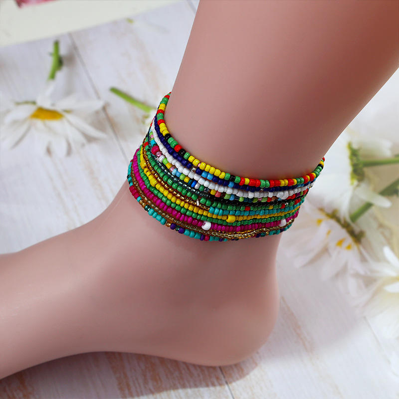 Wholesale Price Colorful Japanese Seed Beads Anklet Bohemian Beach