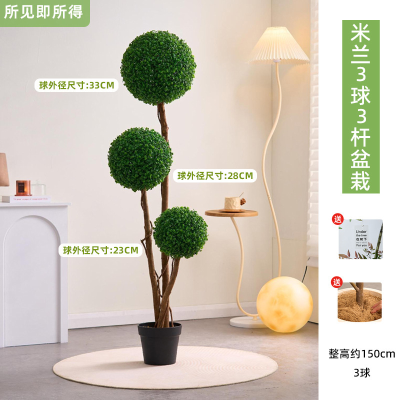 Pianta in vaso Milano 150 cm con 3 sfere e 3 steli