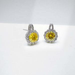 Prix usine Boucles d'oreilles clous en argent 925 avec zircone cubique bleue, noires, colorées, de luxe, grandes, style goutte d'eau, entièrement pavées de pierres, en gros - Product Image 4