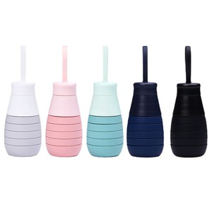 Botella de Agua de Silicona Plegable Telescópica, Taza Deportiva para Viajes al Aire Libre, Unisex, Plateada, Carmesí, Azul Marino, Lapislázuli, Negra - Product Image 4