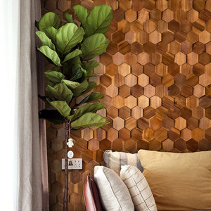 Paneles de Madera Natural de Lujo, Mosaico de Madera Moderno, Diseño de Azulejos de Madera 3D para Revestimiento de Paredes, Personalizable en Cualquier Forma - Product Image 1