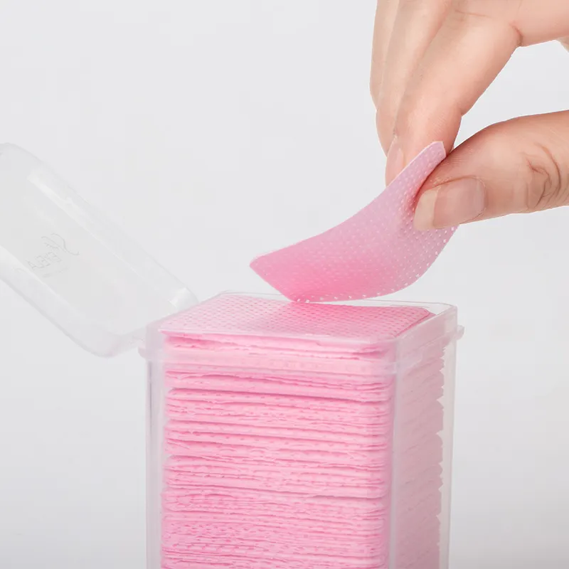 Adesivo macio de fiapos de cílios, extensão de cílios, rosa, sem cola, algodão de limpeza, com caixa de plástico