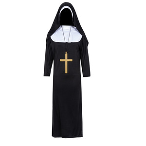 Disfraz de <span class=keywords><strong>Monja</strong></span> y Sacerdote para Niños y Adultos, Conjunto de Disfraces Religiosos con Collar de Cruz para Hombres y Mujeres, Cosplay para Fiestas - Product Image 2