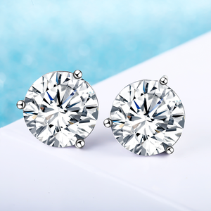 Premium Brilliant Cut Heart Crown Luxury <b>Stud</b> Earrings <b>Silver</b> Natural Stone Tarnish Resistant Waterproof Fine - Product Image 4