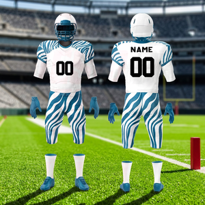 Custom Men's American <b>Football</b> Jersey Set Adults Green <b>Black</b> <b>White</b> V-Neck Short Sleeve Sublimated Print Moisture Wicking 100% - Product Image 2