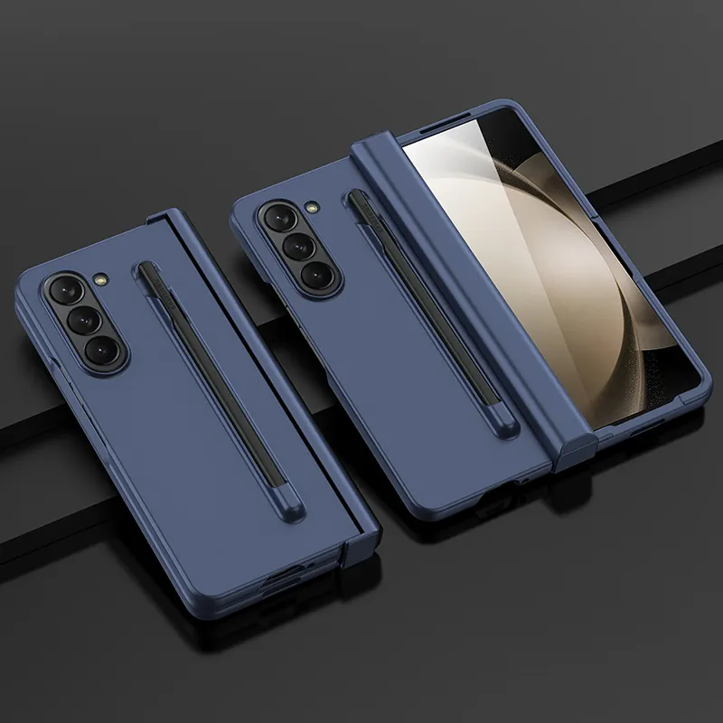 Nieuwe Komende Scharnierende Telefoon Case Voor Samsung Z Fold5 Mobiele Telefoon Cover Opvouwbare Hoesjes Voor Galaxy Z Fold 5 Met Pen Slot