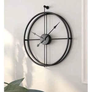 Modern Black Metal Wall <b>Clock</b> Minimalist Round Skeleton Wall <b>Clock</b> for Living Room Bedroom <b>Office</b> Entryway and Contemporary Home - Product Image 1