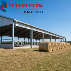 Estructura de Acero Prefabricada Q355B para Granja, Establos, Corrales Abiertos, Cercas, Ventilador Central, Pasillo Central, Edificio para Alojamiento de Ganado - Product Image 2