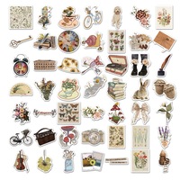 Lot de 50 autocollants vintage pour scrapbooking, autocollants esthétiques rétro pour journal, carnet, bouteille d'eau, autocollants décoratifs
