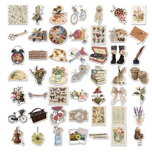 Lot de 50 autocollants vintage pour scrapbooking, autocollants esthétiques rétro pour <span class=keywords><strong>journal</strong></span>, carnet, bouteille <span class=keywords><strong>d</strong></span>'eau, autocollants <span class=keywords><strong>d</strong></span>écoratifs - Product Image 3