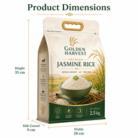 Sachet d'emballage pour riz personnalisé, imprimé, de qualité alimentaire, robuste, haute barrière, à fond plat, avec poignée et fermeture éclair