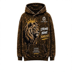 Sweat-shirt à capuche pour homme Long Mission, 100% coton, molleton tricoté, décontracté, respirant, doublé, coupe classique, avec poche - Product Image 1