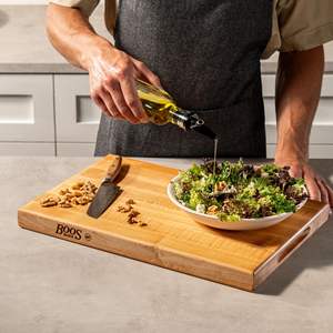 Planche à découper à fromage rectangulaire en bois 16 "x 10"-1 "d'épaisseur 4.5-lb Bloc de boucher réversible coins allégés Lave-vaisselle à grains de bord - Product Image 5