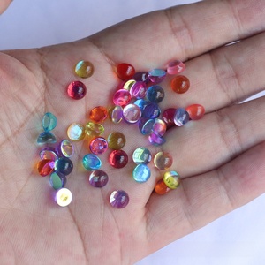 Cabochons en verre ronds de 6 mm de diamètre, irisés AB, à fond plat, semi-circulaires, embellissements colorés, strass plats brillants pour ongles - Product Image 4