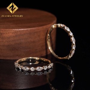Anillo de media eternidad Zuanfa de oro amarillo de 10 quilates con diamantes cultivados en laboratorio NGIC de corte marquesa y redondo, apilable para mujer - Product Image 1