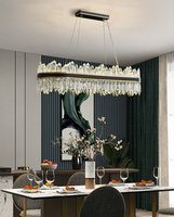 Luminaire suspendu moderne noir pour îlot de cuisine, lustre, luminaire suspendu en cristal en forme d'anneau, luminaire suspendu rond en LED en forme d'anneau