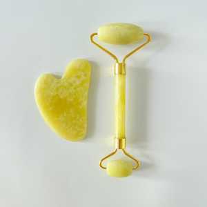 Natural Stone Yellow Lemon Gua Sha Board Facial Beauty Massage <b>Roller</b> - Product Image 2
