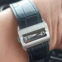 Fermoir de Montre 18mm 21mm pour Montre Cartier Santos, Boucle Déployante Papillon à Double Pression, Acier Inoxydable 316 Couleur Argent