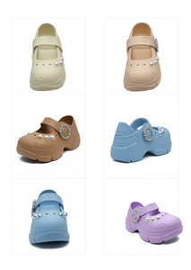 Zoccoli con perle stile Mary Jane, scarpe estive da donna e ragazza, taglia 22, suola morbida e leggera in EVA, punta chiusa - Product Image 1