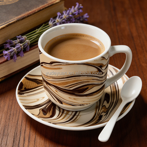 Commercio all'ingrosso porcellana bianca personalizzata stile turco cipro dipinto a mano tazze da caffè personalizzato 90CC tazza da tè <span class=keywords><strong>e</strong></span> piattino Set - Product Image 3