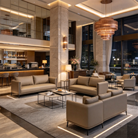 Canapé de bureau commercial DMA en gros, canapé de restaurant personnalisé en cuir PU, éponge haute densité, design complet pour projets d'aménagement intérieur