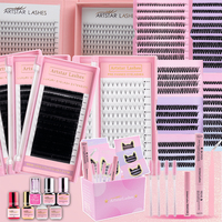 Extensions de cils pré-faits en éventail, forme étroite, volume intense, super doux, pleins et denses, courbures CC B D C