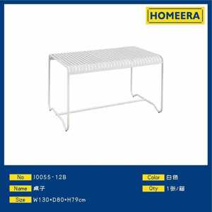Tavolo da Pranzo Homeera W130*D80*H79cm con Gambe in Metallo e Piano in Plastica, Design Moderno e Minimalista, Stabile, Arredamento per la Casa - Product Image 1