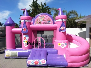 Jeux d'extérieur gonflable pour enfants, parc d'attractions extérieur, château princesse rose, toboggan, pour filles, maison à rebond pour cérémonies - Product Image 2