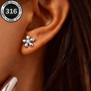 Nuevos pendientes de acero inoxidable con diseño de semilla de girasol, elegantes y de alta gama, estilo retro francés, para mujer - Product Image 3