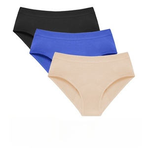 Bamboo Fiber Print High-Cut for <strong>Panties</strong> Women <strong>Plus</strong> <strong>Size</strong> Mid Rise 4-Layer Absorbent Anti-Leak Reusable Menstrual Underwear - Product Image 1