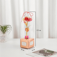 AYOYO Lumière LED Fête des Mères Cadeau PVC Acrylique Fleurs Boîte Fleur Artificielle 24K Feuille d'Or Rose