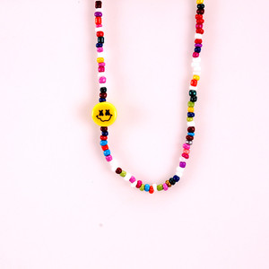 Collar corto bohemio con cuentas de colores y cara sonriente de dibujos animados, joyería para fiestas - Product Image 5
