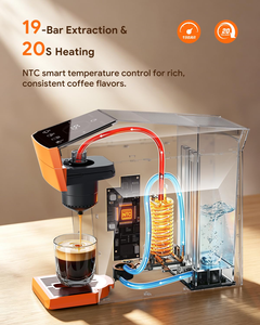 เครื่องชงกาแฟไฟฟ้ากึ่งอัตโนมัติแบบหลายแคปซูล 3-in-1 แรงดัน 19 บาร์ ควบคุมแบบดิจิตอล ความจุ 6 ถ้วย ใช้ได้ทั้งในบ้านและในรถยนต์ - Product Image 4