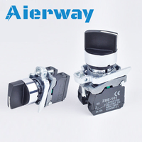 Interruptor Rotatorio Selector Aierway XB4-BD33 de 22 mm, 1NO/2NO, 2/3 Posiciones, Autobloqueante, 1NC