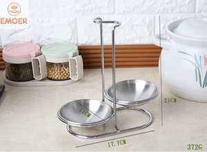 Cuencos de acero inoxidable plateados redondos dobles EMOER, soporte de descanso de cuchara lateral opuesto y Clip para olla - Product Image 6