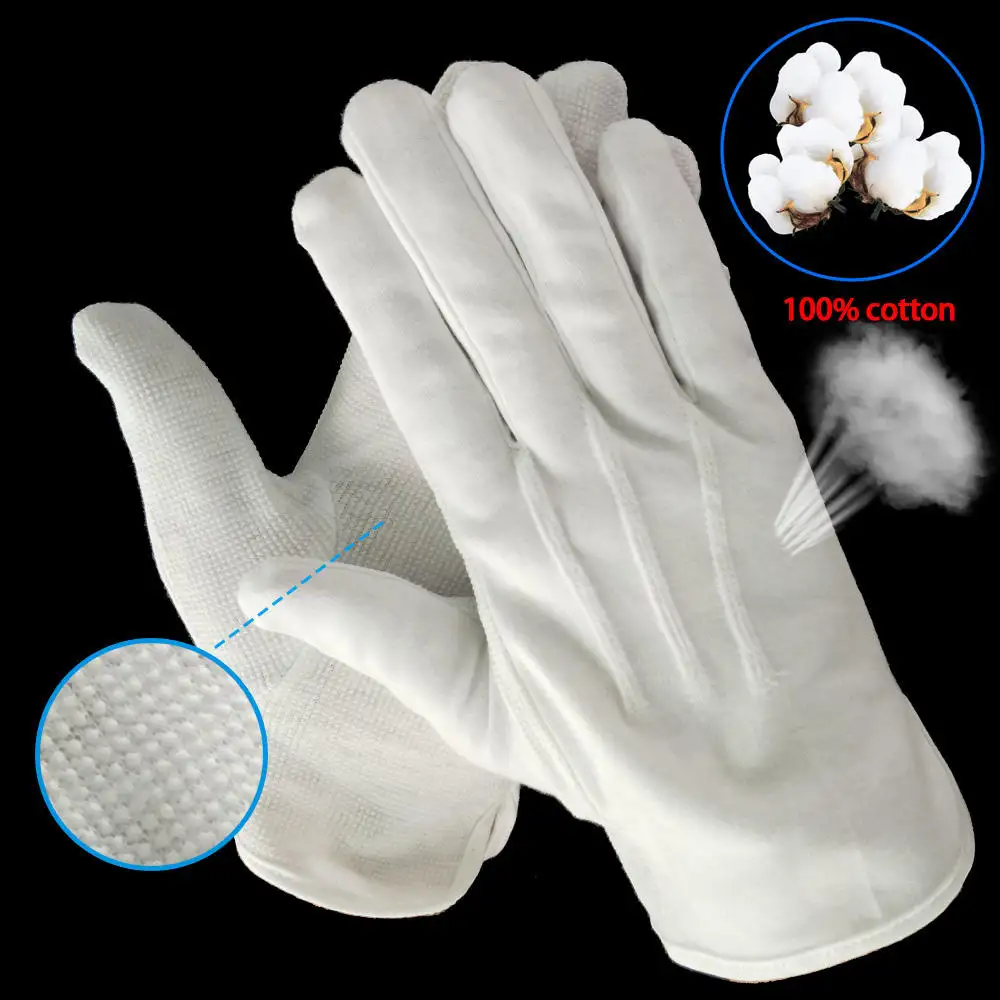 Concierge blanc formel antidérapant Pvc points Nylon serveuse serveur atelier travail gants funéraires